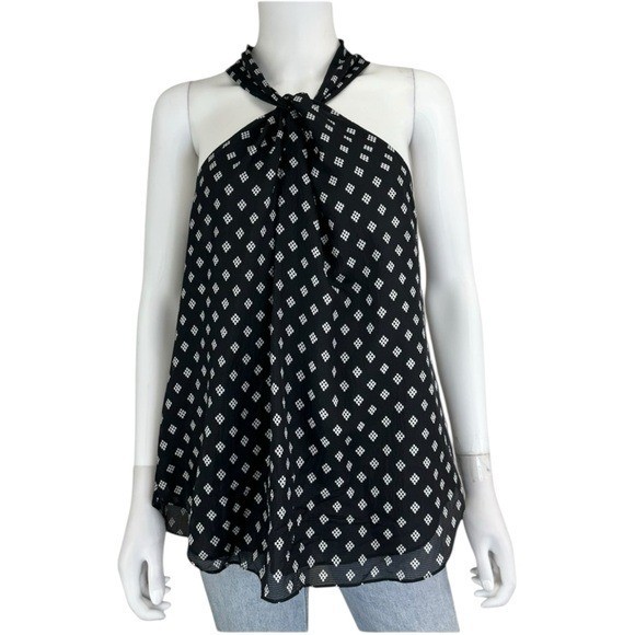 Joie Black 100% Silk Halter Blouse Size L M0526