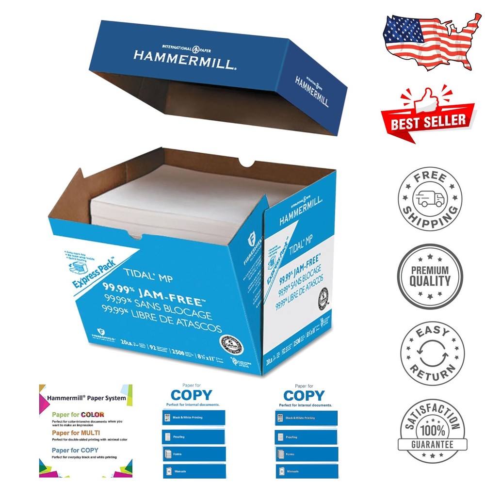 Acid-Free Tidal Copy Paper, 20 lb, 8.5x11, 2500 Sheets with ColorLok Technology-image