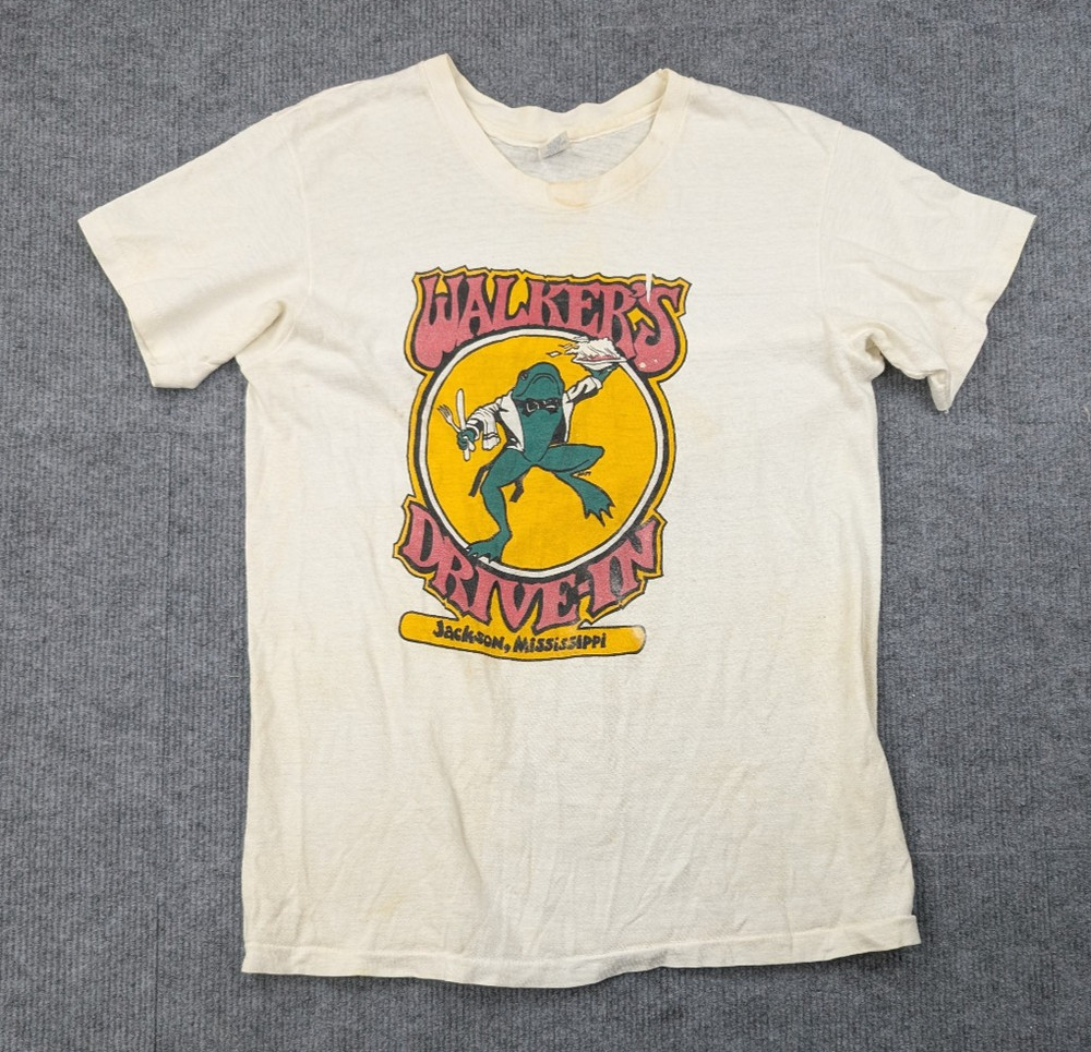 Vintage Walkers Drive In Shirt Mens Medium Retro 70s Jackson Mississippi Novelty