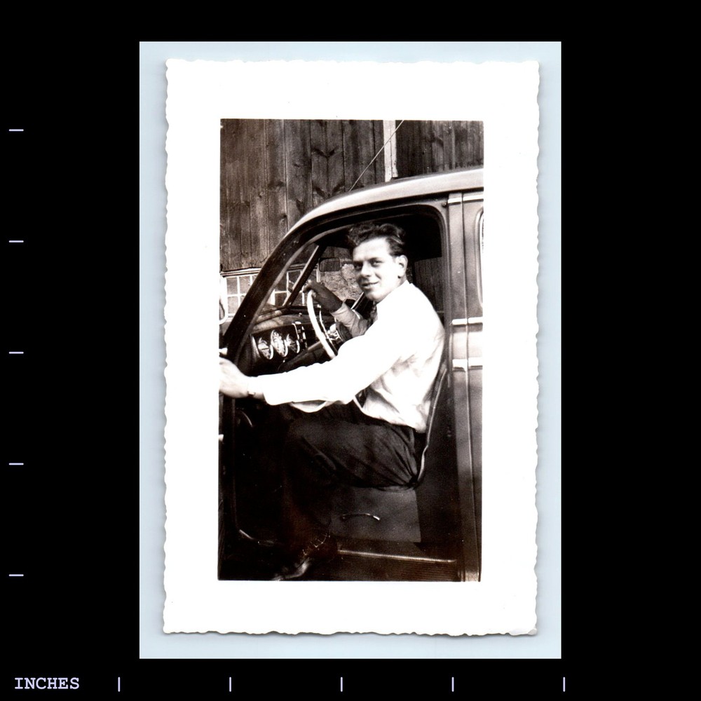 Vintage Photo MAN SITTING IN CLASSIC CAR