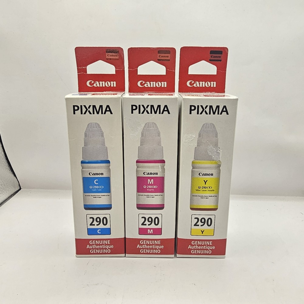 Canon Genuine MegaTank Refills GI-290 Cyan Magenta Yellow Ink Cartridges OEM