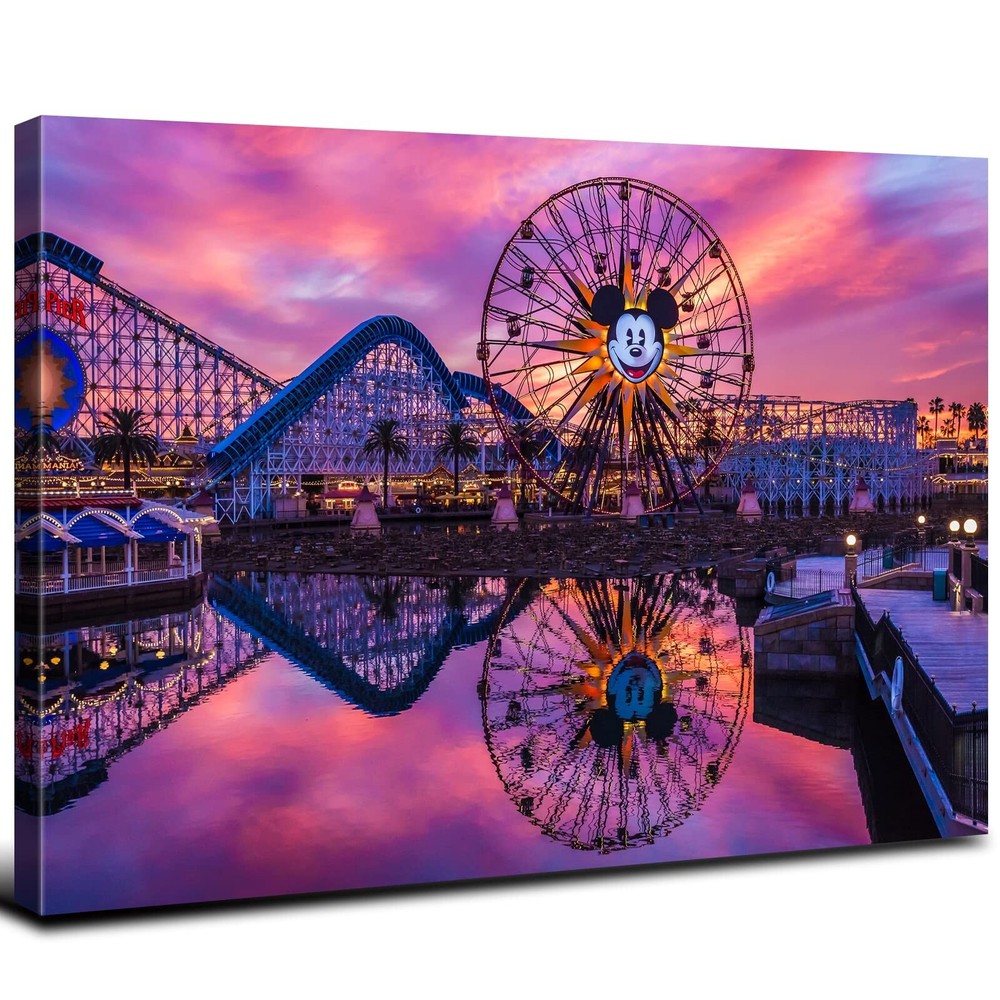 Disneyland Canvas Wall Art Mickey Mouse Ferris Wheel Skyline Home Decor
