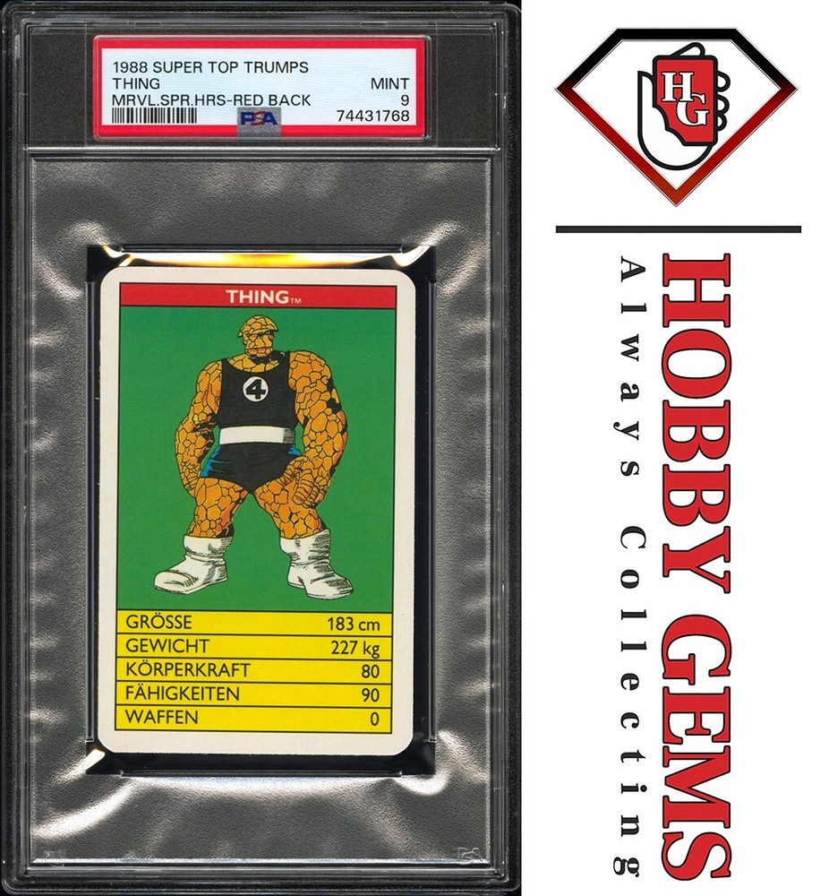 THE THING PSA 9 1988 Super Top Trumps Marvel Super Heroes Red Back C1