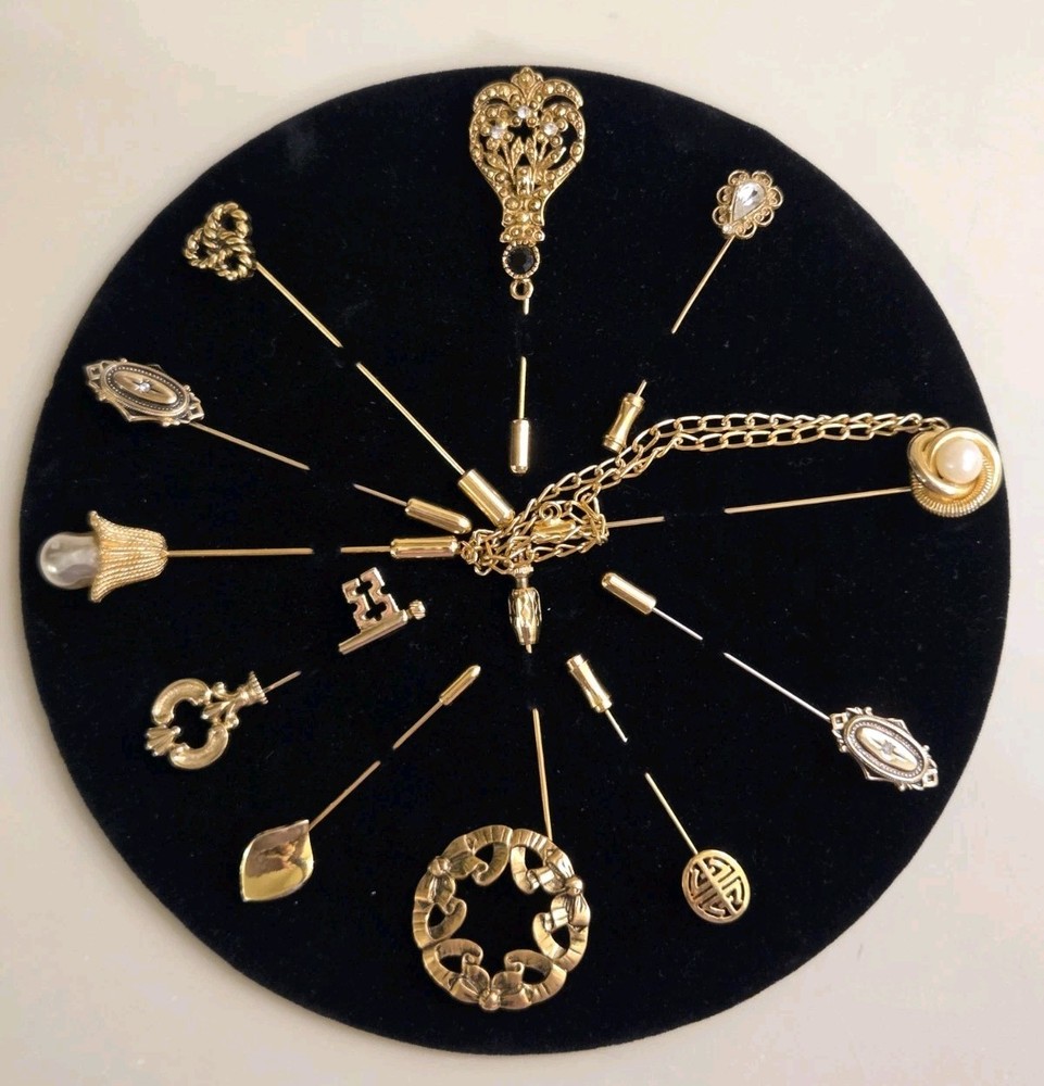 Vintage Gold Tone Stick Pin Lot 11 Gilded Heirlooms Collection Starter