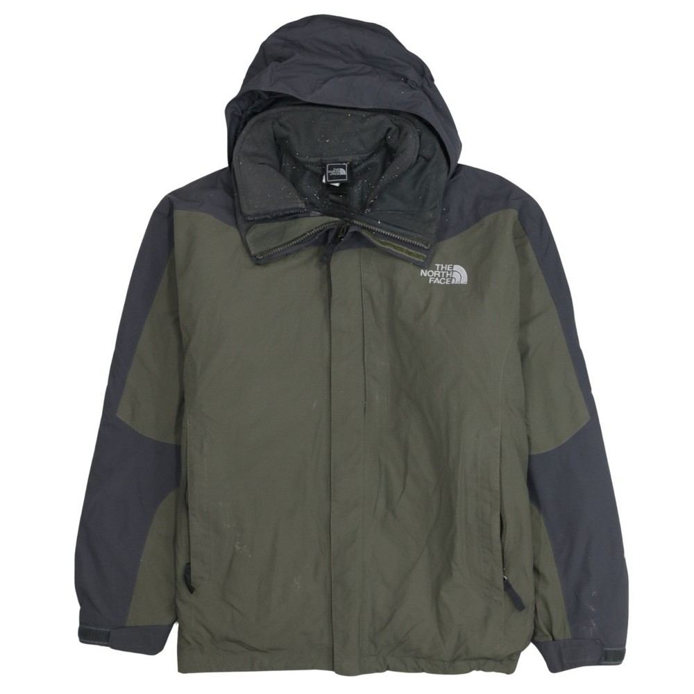 The North Face Mens Windbreaker Jacket Olive Hooded Full Zip Logo Pockets L