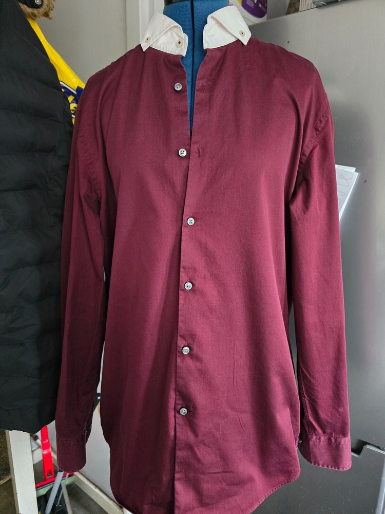 Hugo Boss Shirt Men  Jennis English Cutaway COLLAR BURGUNDY SIZE 17/43 SLIM FIT