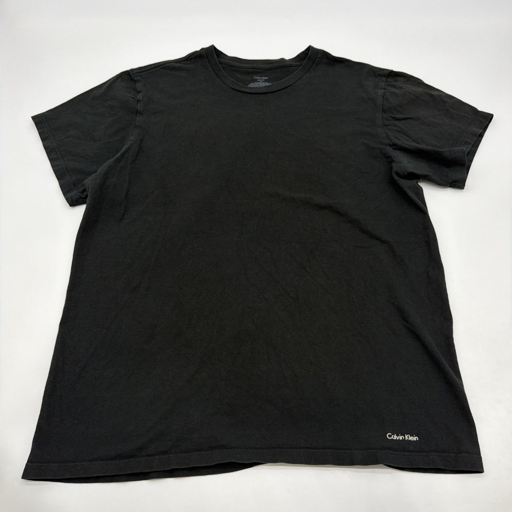 Calvin Klein Classic Fit T-shirt Men M Black Solid Logo .#46317