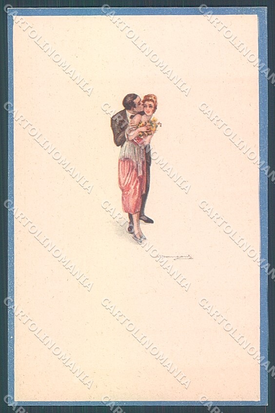 Artist Signed Bompard Lady Romantic Couple serie 535-1 postcard HR3497