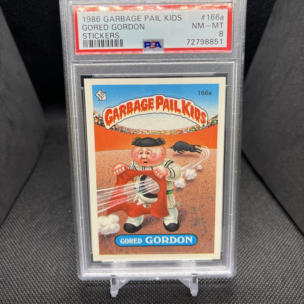 PSA 8 1986 Garbage Pail Kids Gored Gordon #166a Sticker Pop 8 51+ Higher