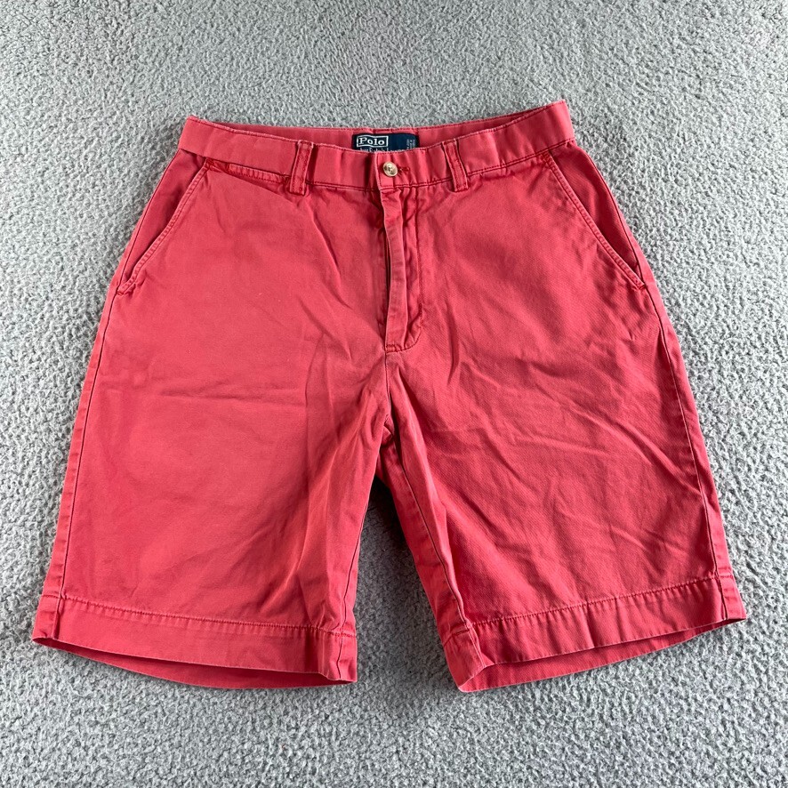 Ralph Lauren Polo Shorts Mens 30 Red Chino Flat Front 9