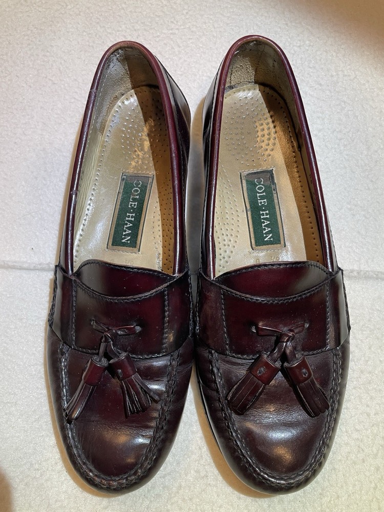 Cole Haan Shoes Tassel Loafers Mens Size 8.5 D Burgundy Leather Dress Shoes