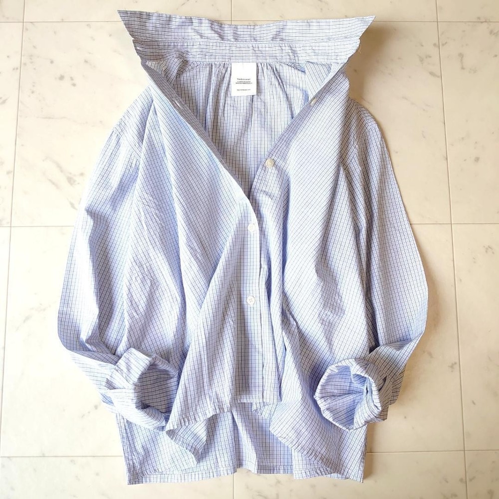 Veritecoeur Cotton Check Cropped Long Sleeve Shirt Made in Japan