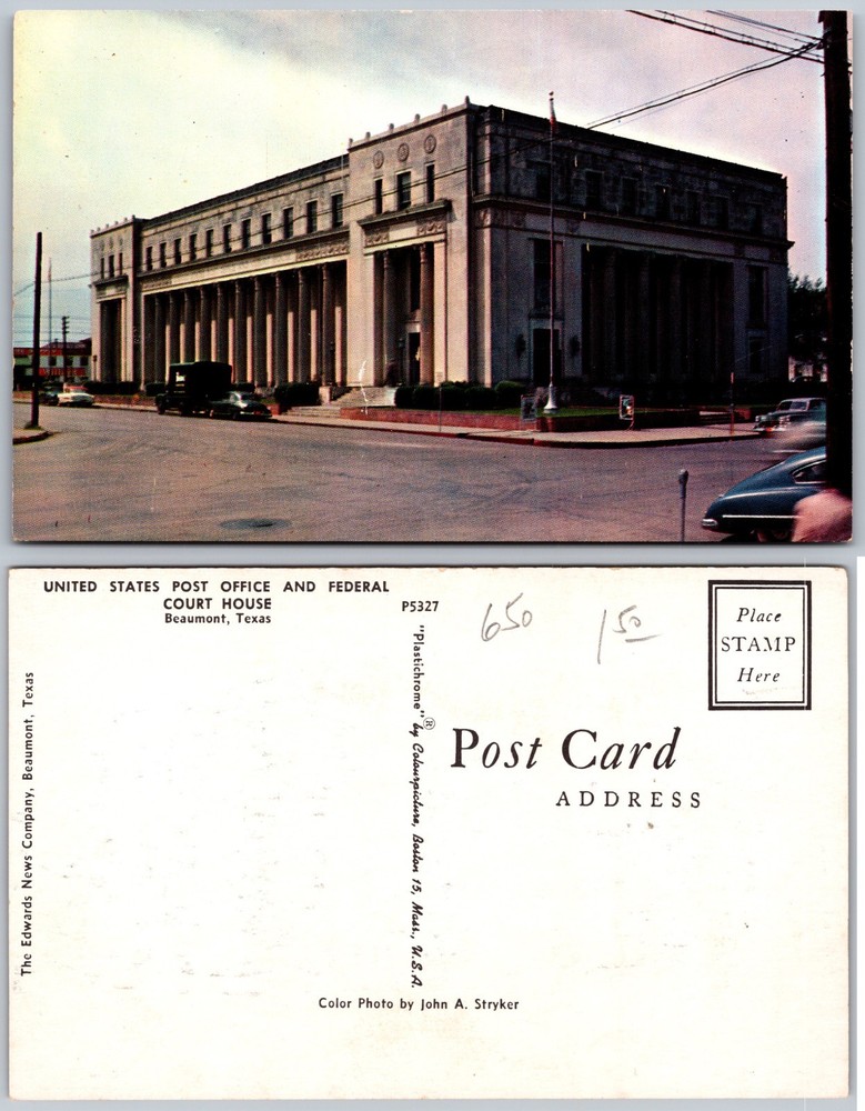 United States Post Office and Federal Court House Beaumont TX Postcard