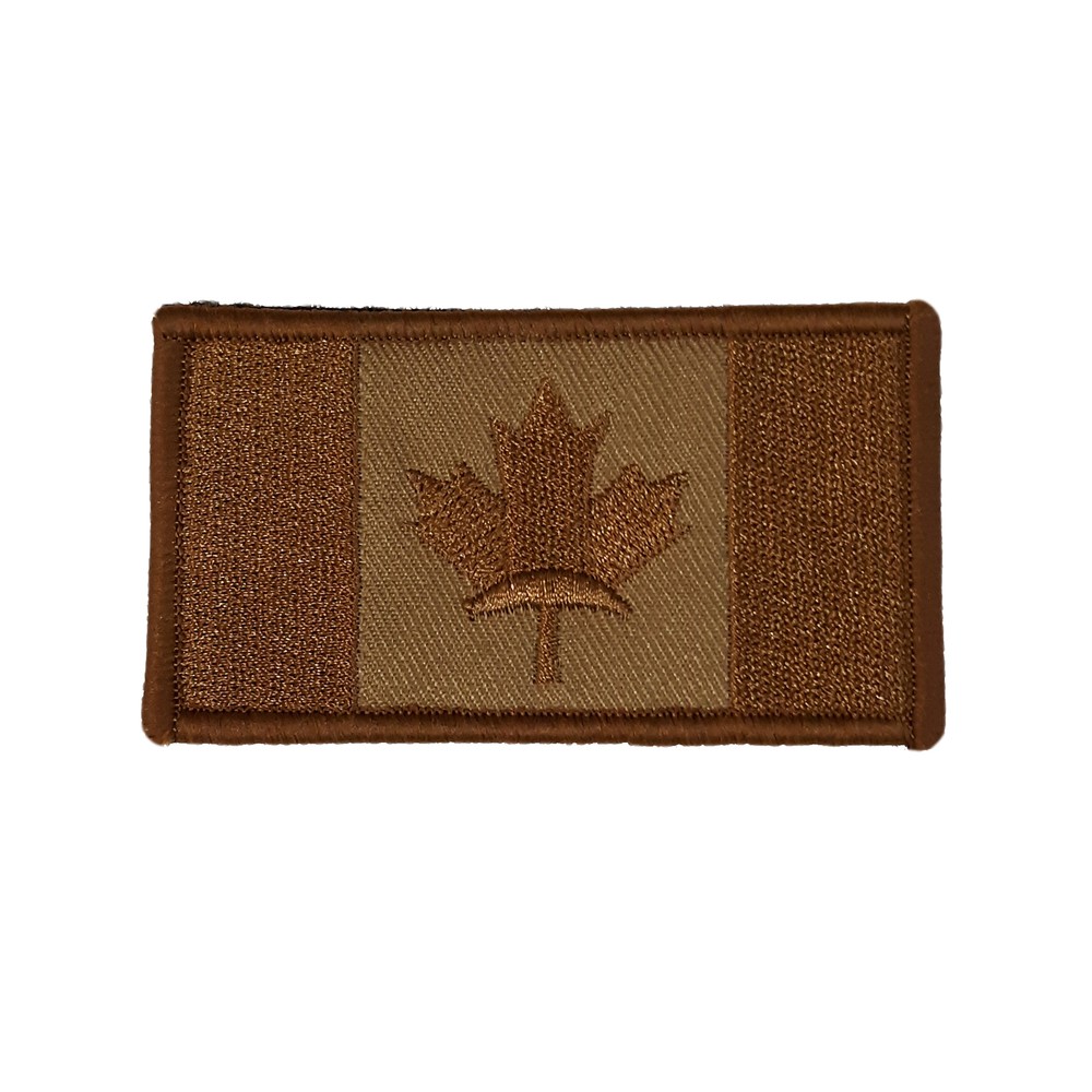 Canadian Flag Brown Embroidered Hook & Loop Patch Applique Badge Emblem Tactical