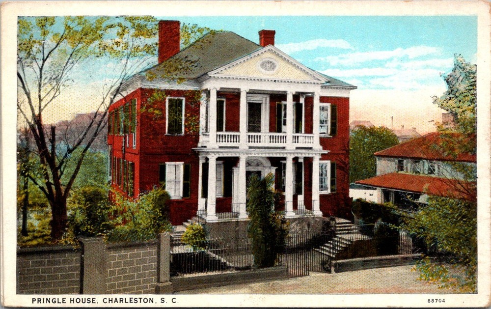 Charleston SC- South Carolina, Pringle House, Antique, Vintage Souvenir Postcard