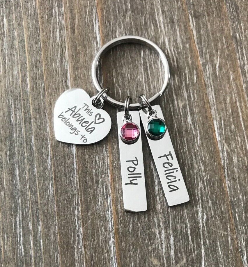 Abuela Keychain personalized engraved name birthstone custom Grandma Gift-image