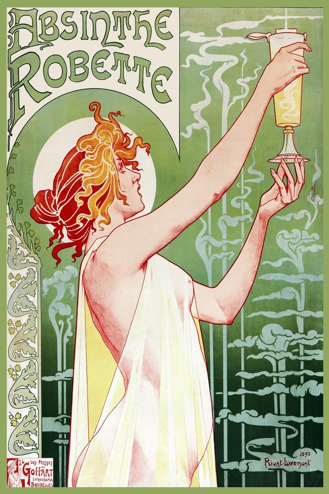 Vintage Absinthe Art Nouveau Poster for Home Wall Decor-image