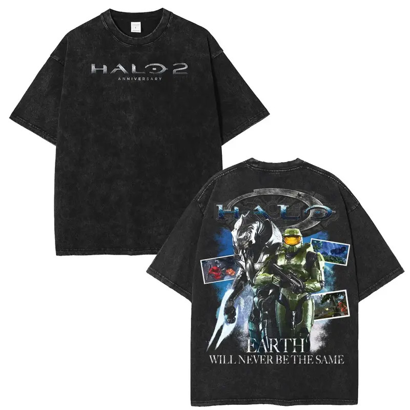 Halo 2  T-Shirt, Double Printed Oversize Unisex Lightweight
