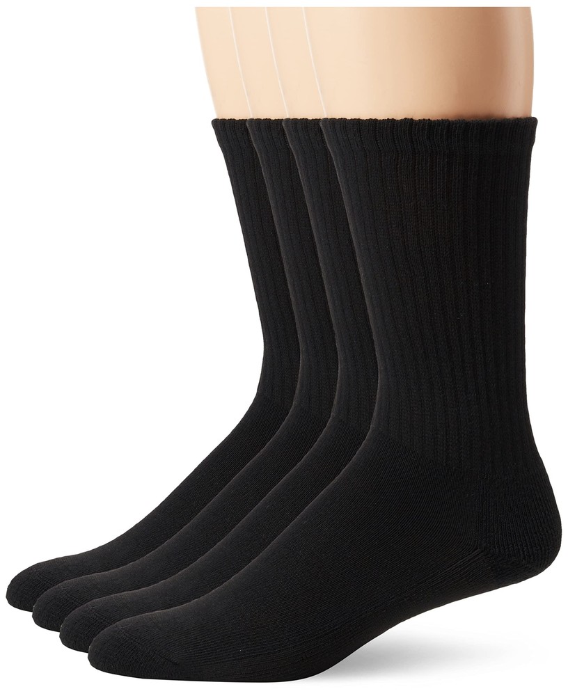 Unisex-Adult's XS Memory Cushion Crew Socks, 4-Pack, Black, Shoe Size: Mens 7...