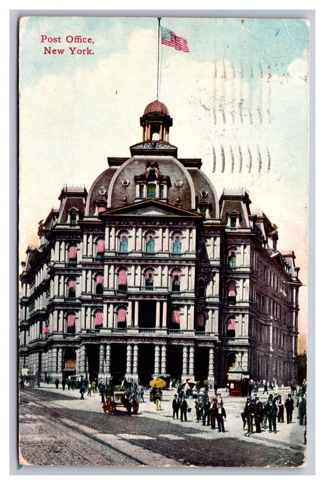 New York City NY Post Office Divided Back Postcard Posted 1910