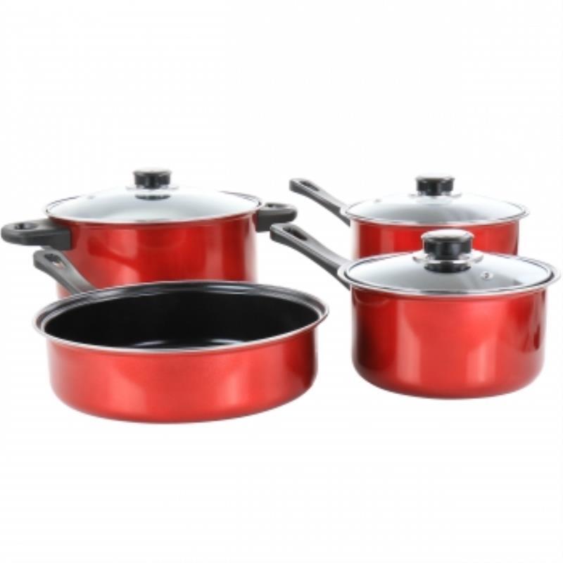 Juego de utensilios de cocina Gibson Everyday Cardinal de 7 piezas de acero antiadherente en rojo