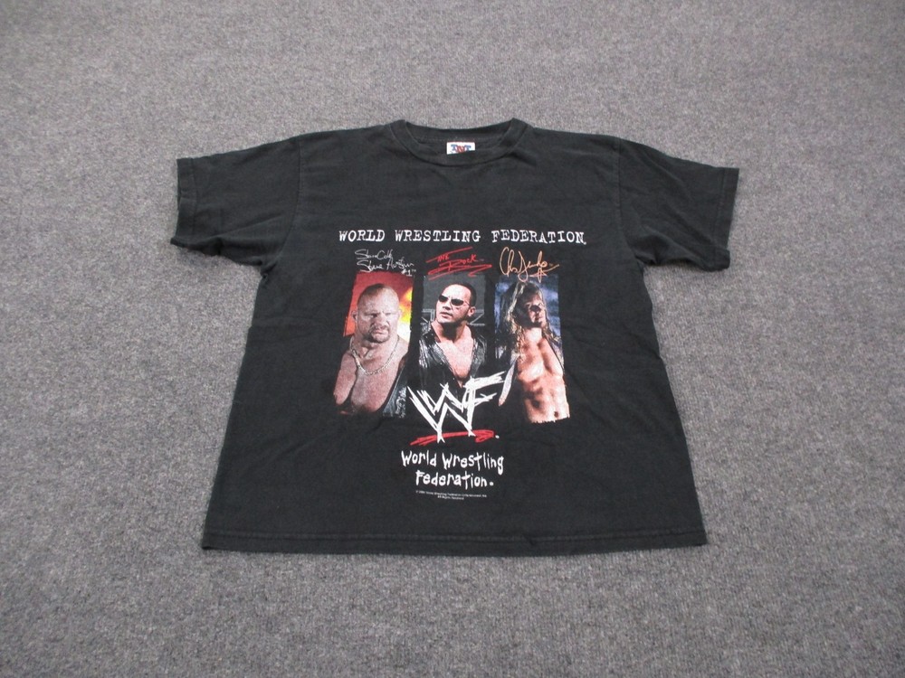 Vintage World Wrestling Federation T Shirt Mens S Black Graphic Y2K Rock WWF