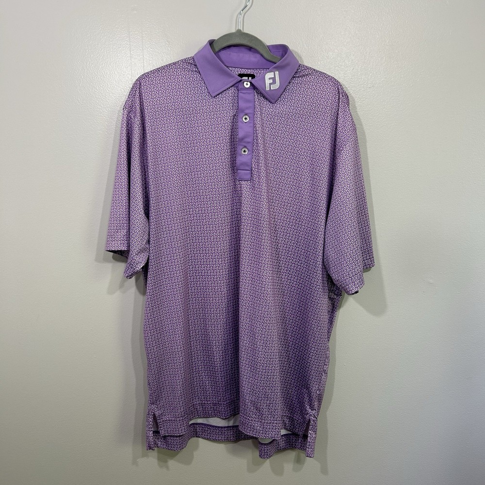 FootJoy Golf Shirt Men Large Performance Polo Grande Dunes Logo Purple FJ