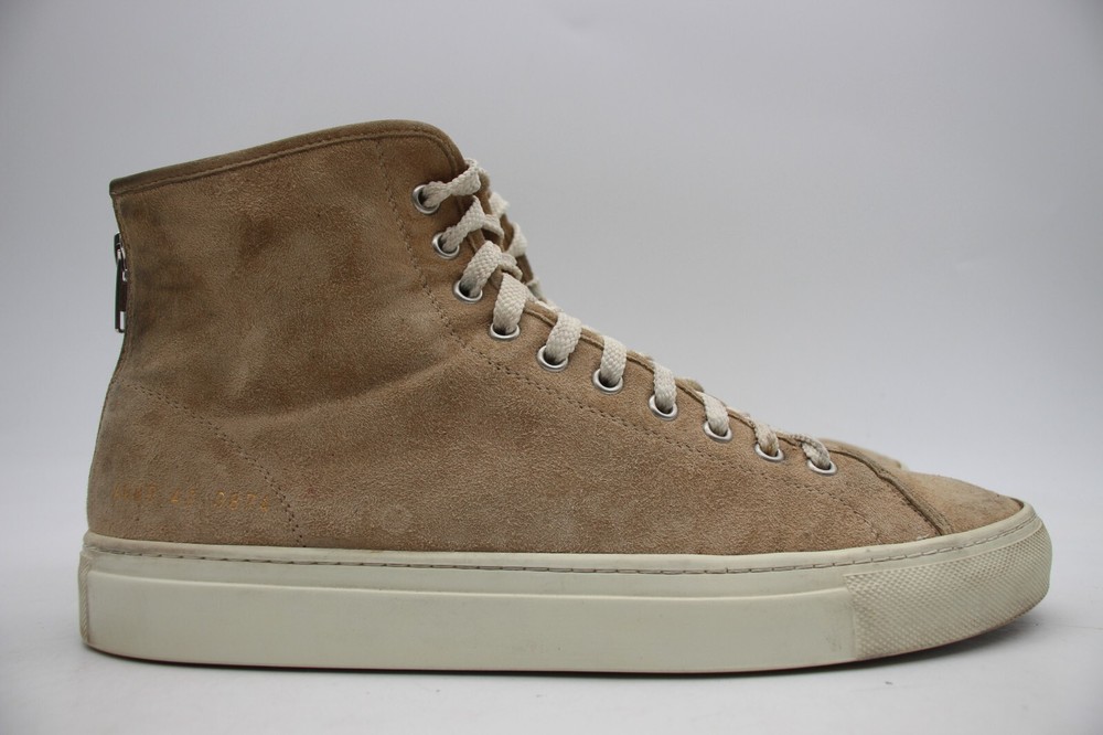 Common Projects Achilles Mid Top Women's Size 42 Beige Suede Sneakers Back Zip-image