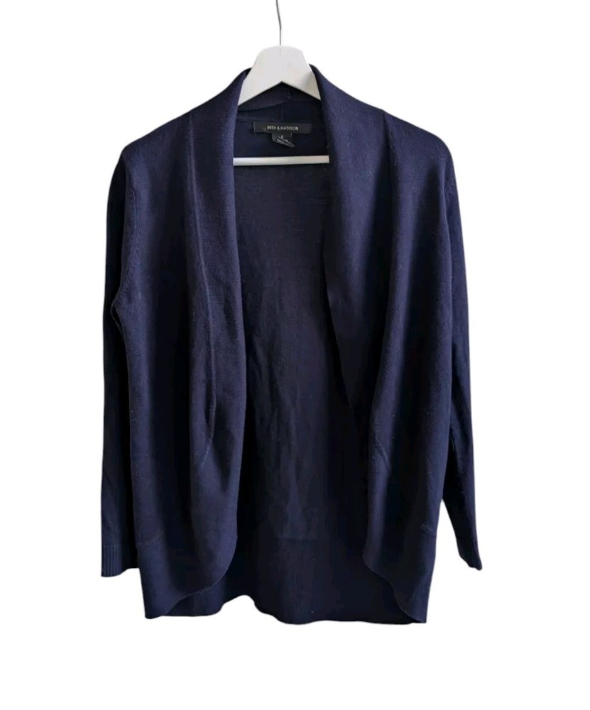 89th & Madison Womens Sweater Cardigan Blue Long Sleeve Soft Open Front Size S
