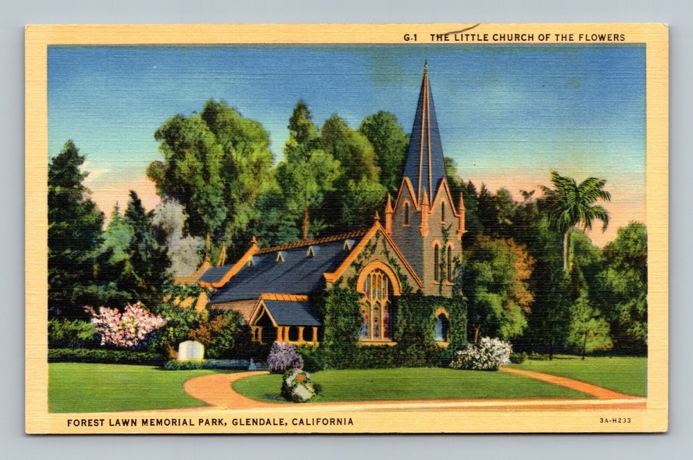 California CA Glendale Forest Lawn Memorial Park Little Church Flowers Postcard