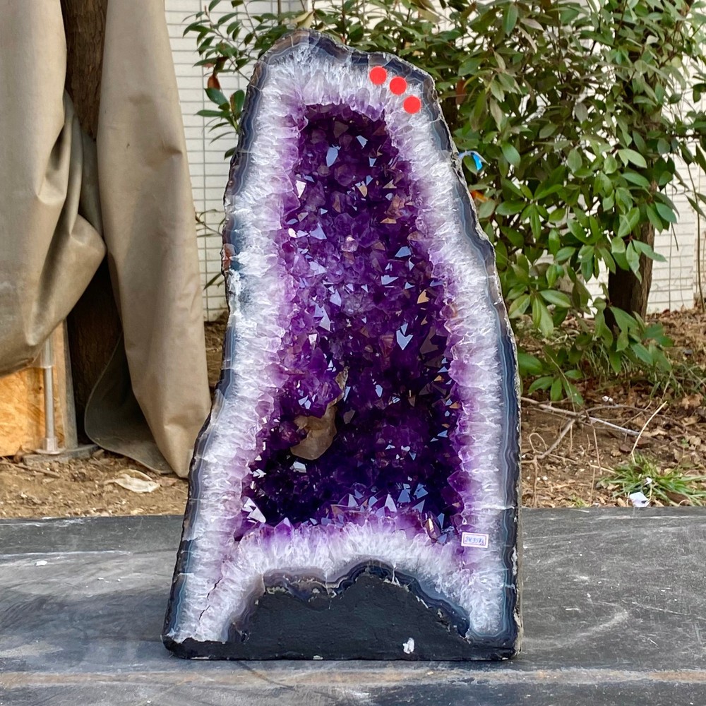 53LB Large natural amethyst geode quartz crystal cluster cathedral energyHealing