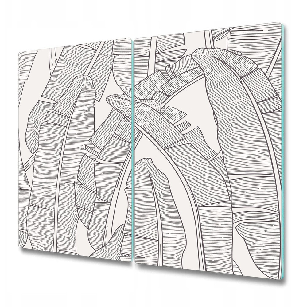 Glass Chopping Serving Board banana leaves Simple black & white Floral 2x30x52