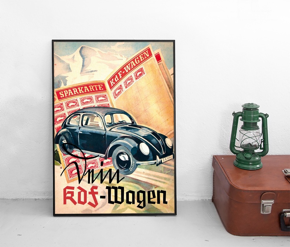 Poster VW Beetle your KdF car 1936 poster Volkswagen Wehrmacht vintage car