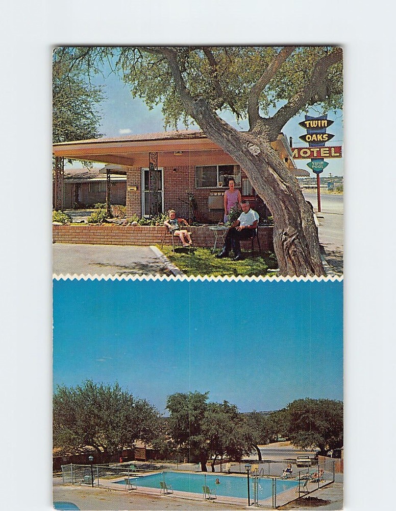 Postcard Twin Oaks Motel Sonora Texas