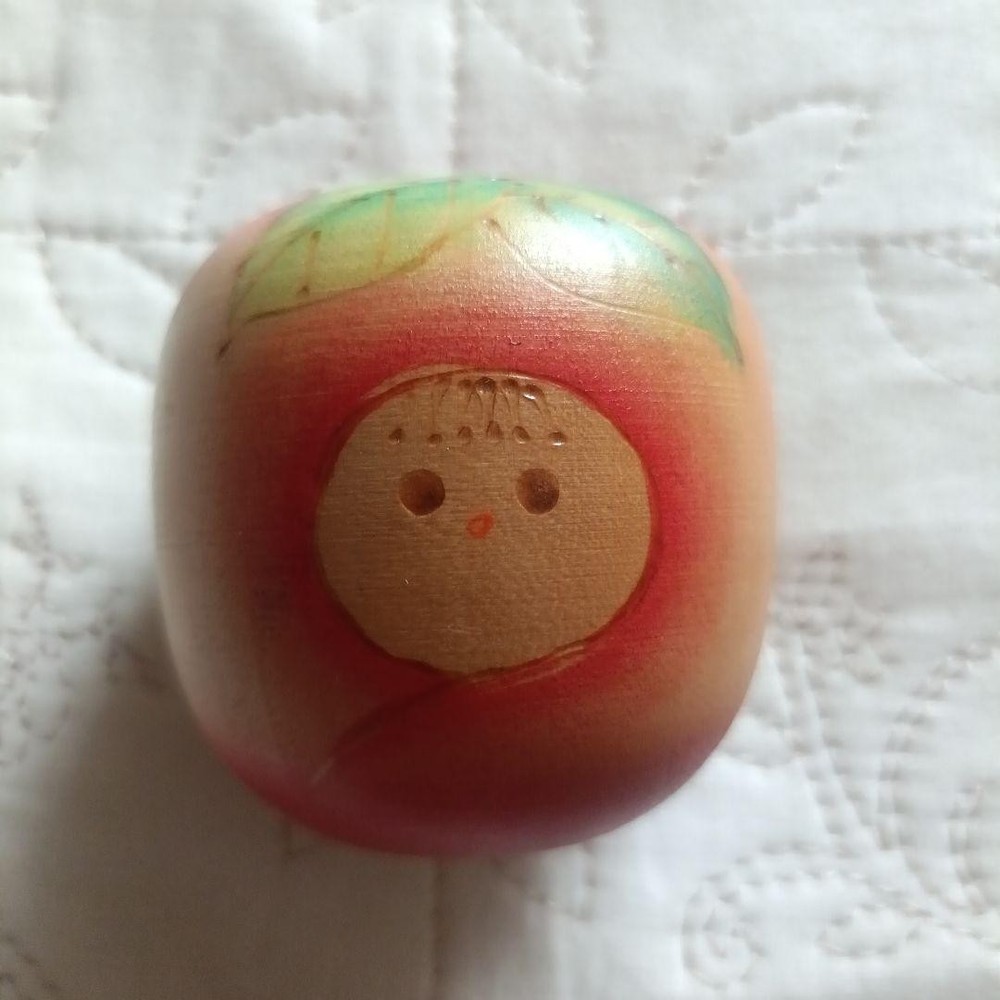 Kokeshi Folk Art Apple Toothpick Holder Rare Vintage Collectible Home Decor