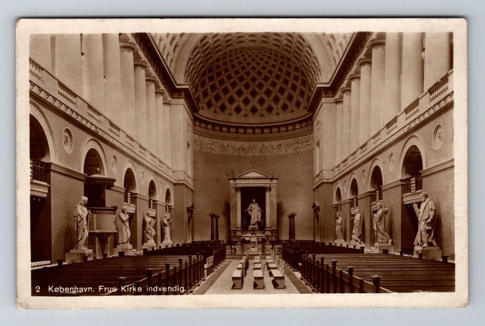 Denmark- Copenhagen Church Of Our Lady Interior Old Postal PC Vintage Postcard