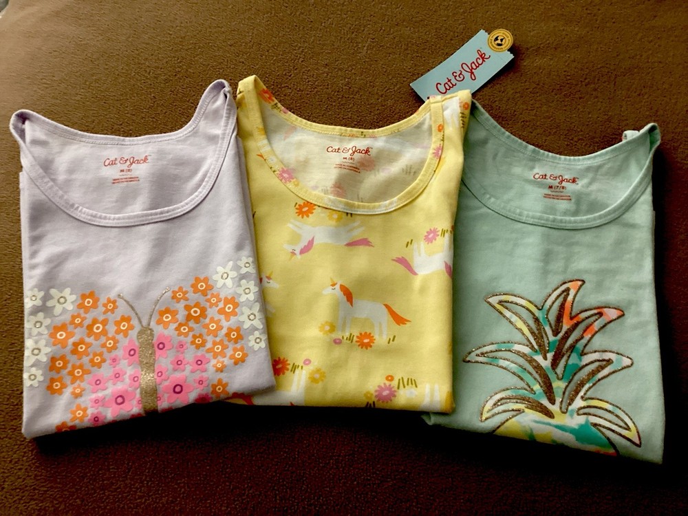 Lot Of Girls Size 8 Cat & Jack Tank Tops, Multicolor, Designs, NWT