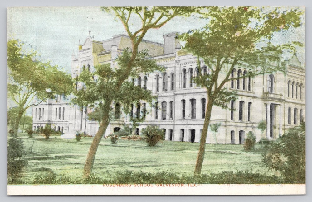 Rosenberg School Galveston Texas Vintage Postcard Early 1900s Architecture