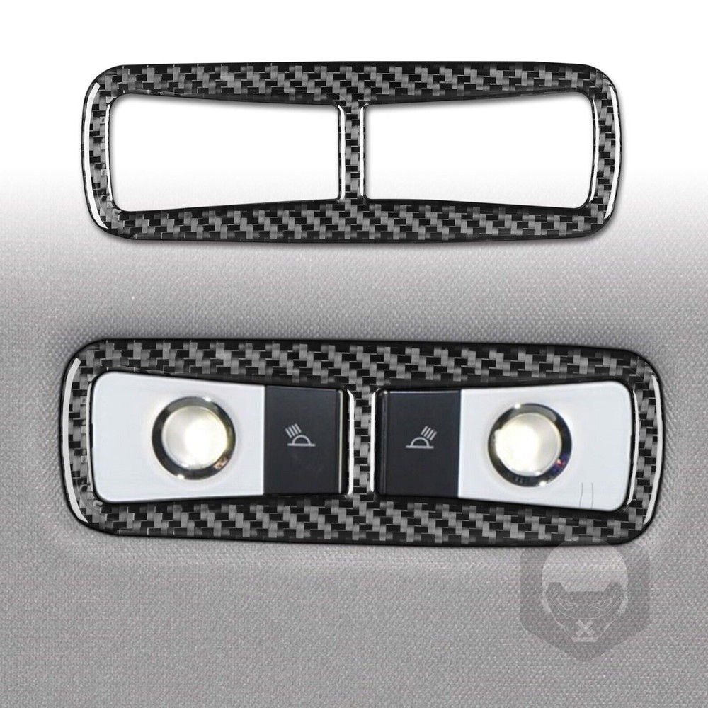 For Accord 14-17 Car Roof Reading Lamp Light Cover Black Carbon Fiber Frame Trim
