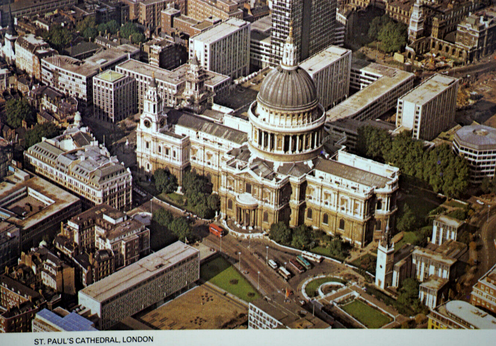 Postcard Aerial View St. Pauls Cathedral Ludgate Hill City of London Anglican