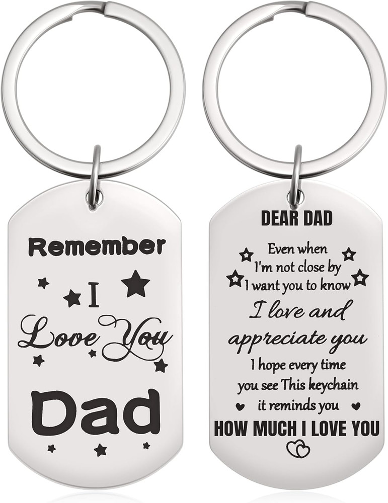 Father's Day Gifts for Dad - Remember I Love You Dad Keychain Silver
