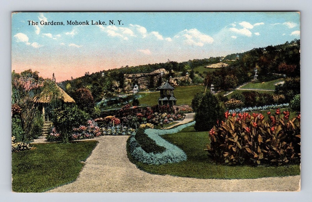 Mohonk Lake NY-New York, The Gardens, Antique Vintage Souvenir Postcard