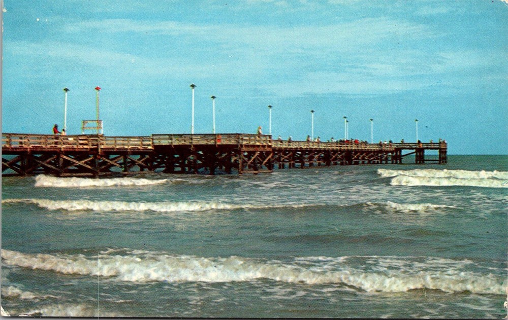 Fishing Pier on Padre Island Corpus Christi Texas Vintage Postcard