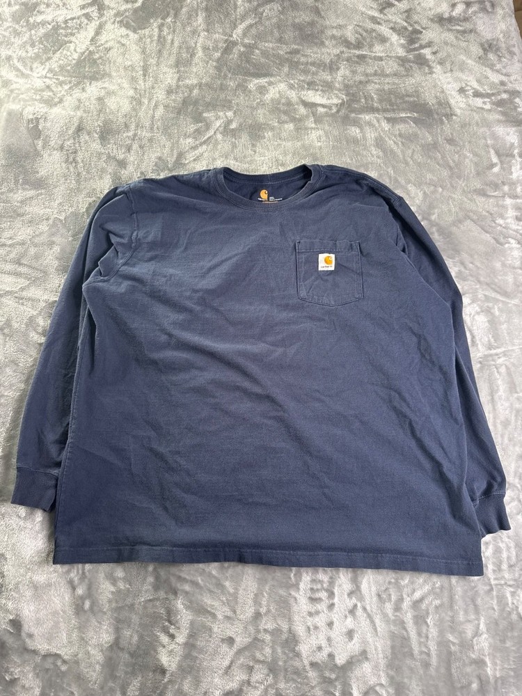 Carhartt K126 Workwear Pocket T-Shirt Men's 2XL Navy Blue Long Sleeve
