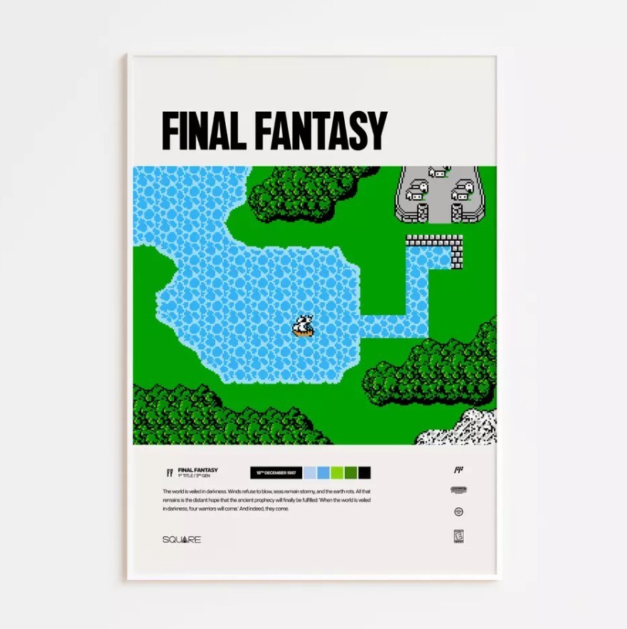 Póster/impresión de arte de videojuegos de Final Fantasy (1987)