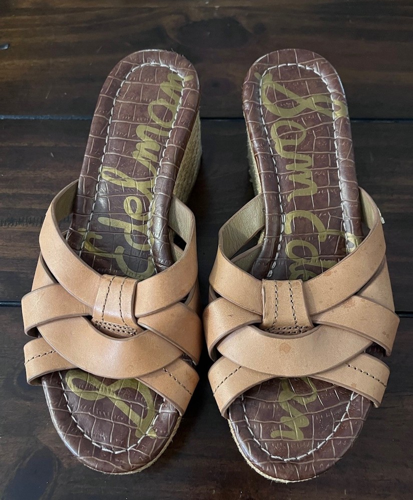 Sam Edelman Romona Espadrille Wedge Sandals Womens Size 5 Brown Leather
