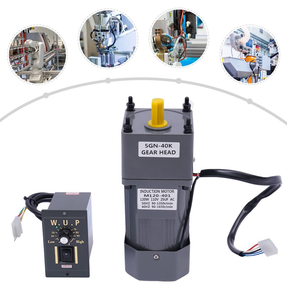 120W 40K High Torque 1:40 Electric AC Motor Low Speed Gearbox Reduction Motor