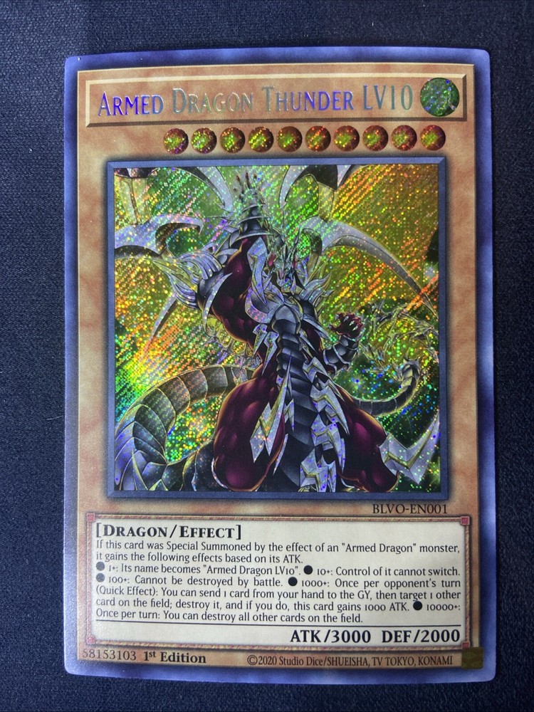 Yu-Gi-Oh MP Armed Dragon Thunder LV10 BLVO-EN001 1st Ed Secret Rare NM