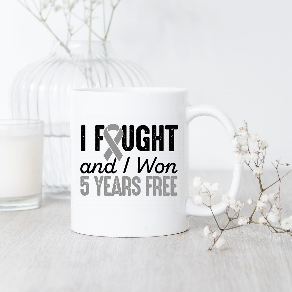 Brain Cancerversary 5 Years Free Mug Brain Cancer Survivor Brain Cancer Fighter