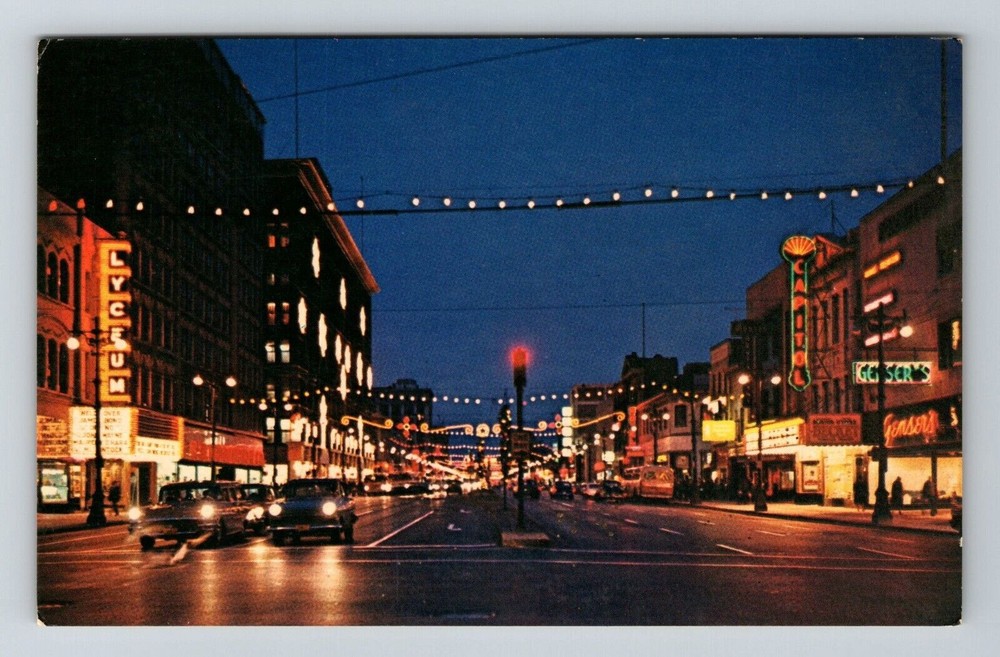 Winnipeg-Manitoba, Portage Avenue at Night, Vintage Postcard